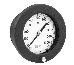 [AA446PM4RW] Weksler 4 1/2" Royal Gauge, 0-600 PSI, 1/4" NPT SS Lower Back Mount, Aluminum Hinged Ring Style Case